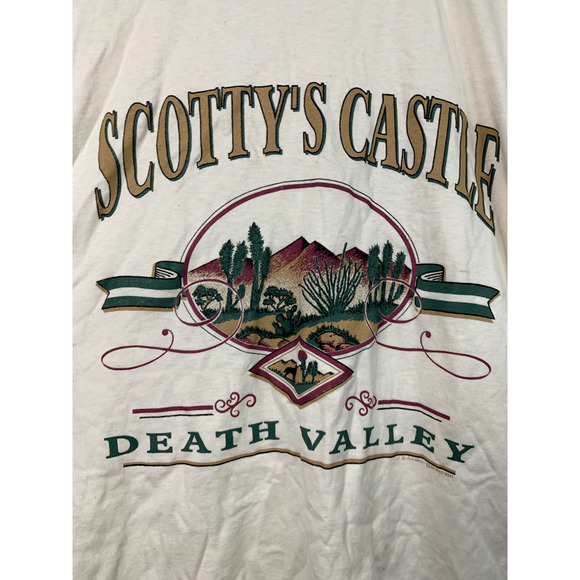 Vintage Death Valley Shirt Scotty’s Castle California Graphic Beige Large Tee - Picture 2 of 11